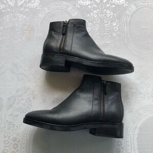 Cole Haan Grand Black Leather Double Side-Zip Heel Ankle Boots Women’s Size 8B